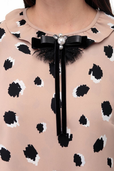 Платье Мишель стиль 927 бежево-черный - фото 3