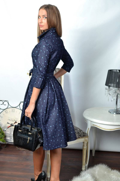 Платье PATRICIA by La Cafe F14607 индиго,голубой - фото 3
