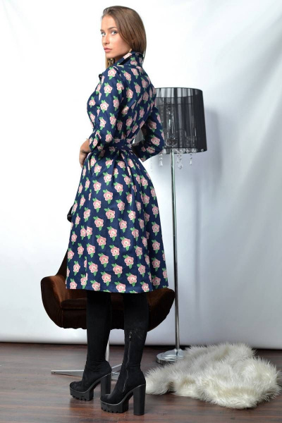 Платье PATRICIA by La Cafe F14607 темно-синий,розовый - фото 2