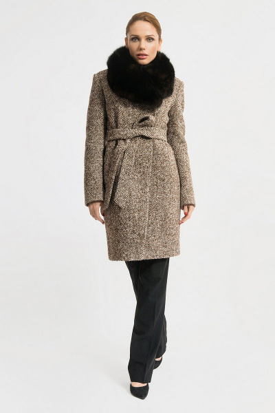 Пальто Gotti 115-4м коричневая"елочка" - фото 1
