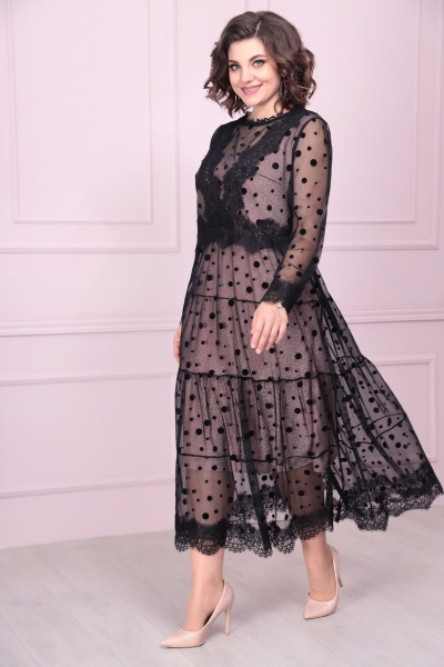Платье Solomeya Lux 884 черный+розовый - фото 4