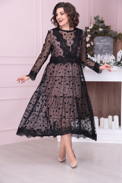 Платье Solomeya Lux 884 черный+розовый - фото 1