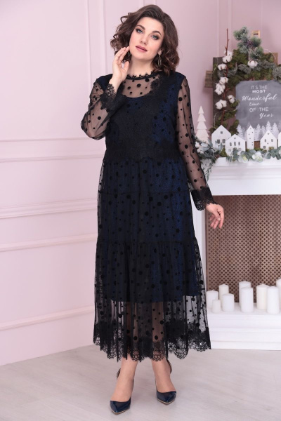 Платье Solomeya Lux 884 черный+синий - фото 1
