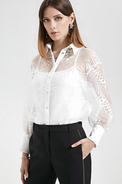 Блуза Moveri by Larisa Balunova 2095B белый - фото 1