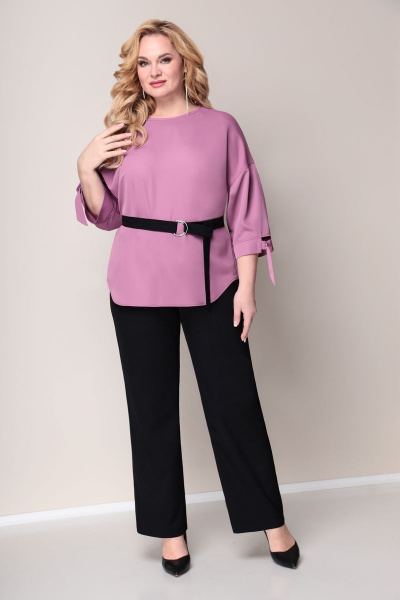 Блуза, брюки VOLNA 1098 розово-черный - фото 1