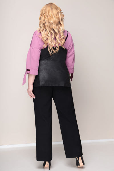 Блуза, брюки, жилет VOLNA 1223 черно-розовый - фото 4