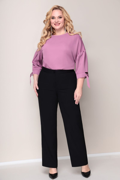 Блуза, брюки, жилет VOLNA 1223 черно-розовый - фото 5