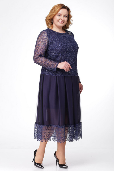 Платье LadisLine 1038 синий - фото 2