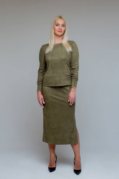 Блуза, юбка Avila 0875 оливковый - фото 1