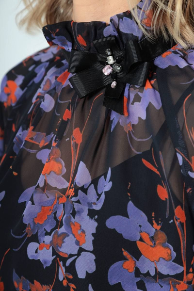 Блуза LeNata 11240 черное-в-цветы - фото 3