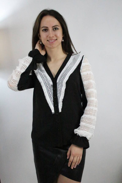 Блуза Стильная леди М-356 черный - фото 2