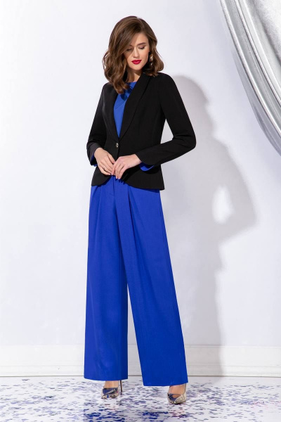 Блуза, брюки, жакет Olegran 3832 черный+синий - фото 1