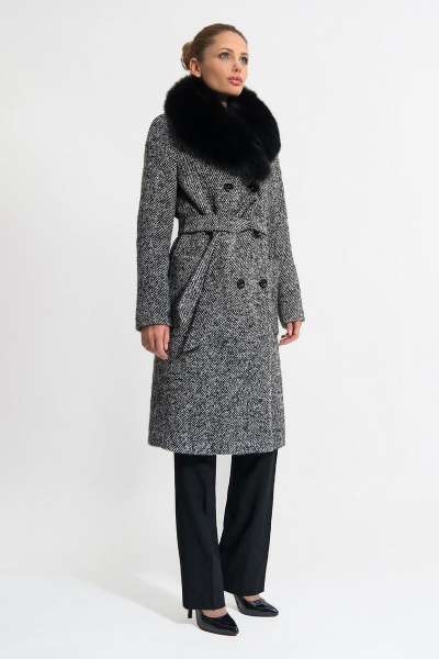 Пальто Gotti 153-7м серо-черная"диагональ" - фото 2
