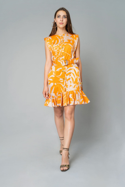 Платье Elema 5К-9695-1-164 принт_оранжевый - фото 1