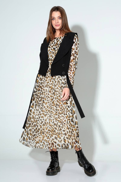 Жилет, платье Liona Style 813 леопард - фото 3