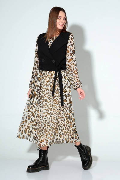 Жилет, платье Liona Style 813 леопард - фото 1
