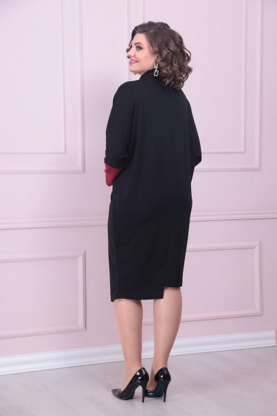 Платье LadisLine 1422 вишня-черный - фото 6