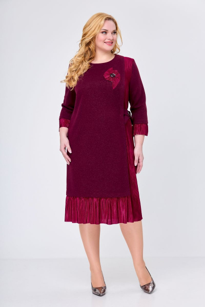 Платье Элль-стиль А-527 бордовый - фото 4