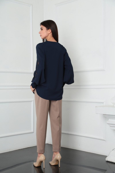 Блуза, брюки SandyNa 130516 сине-коричневый - фото 2