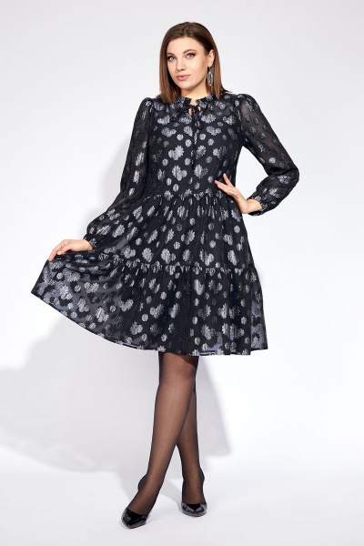 Платье Милора-стиль 848 черное+серебро - фото 1
