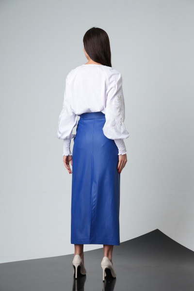 Блуза, юбка SandyNa 130531 белый-василек - фото 5