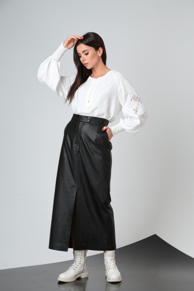 Блуза, юбка SandyNa 130531 белый-черный - фото 1