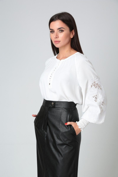 Блуза, юбка SandyNa 130531 белый-черный - фото 4