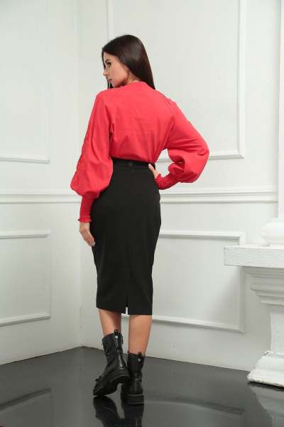 Блуза, юбка SandyNa 130533 красный-черный - фото 5