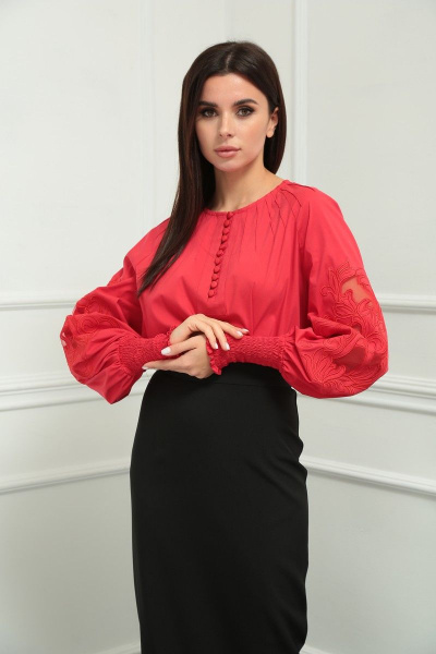 Блуза, юбка SandyNa 130533 красный-черный - фото 3