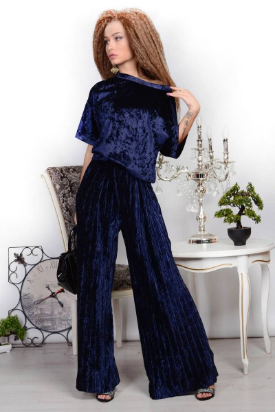 Блуза, брюки PATRICIA by La Cafe F15275 темно-синий - фото 1