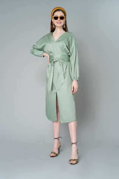 Платье Elema 5К-9701-1-170 серо-зеленый - фото 3