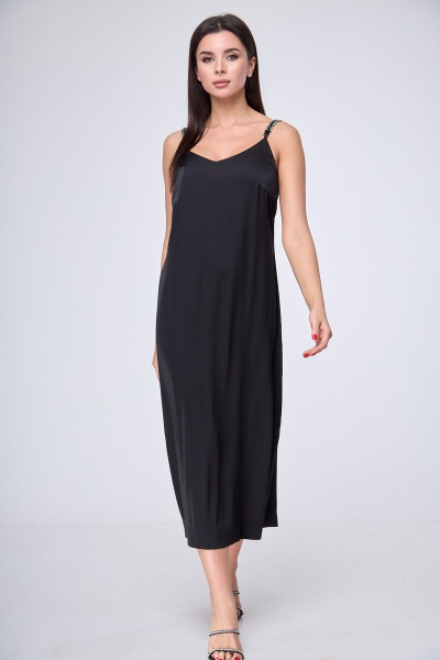 Платье Anelli 1180 черный-фуксия - фото 2