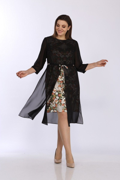 Платье Lady Style Classic 2429/4 черный_цветочный - фото 2