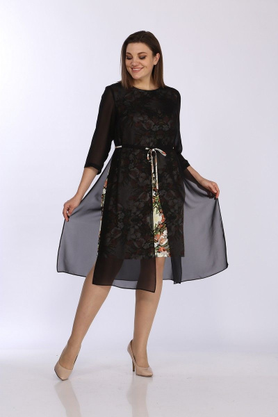 Платье Lady Style Classic 2429/4 черный_цветочный - фото 1