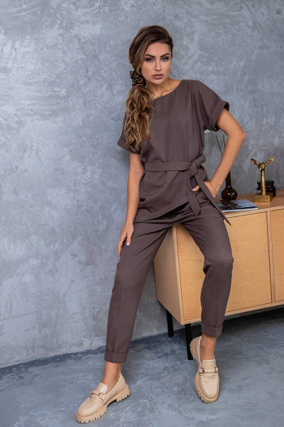 Блуза, брюки Daloria 9095 светло-коричневый - фото 3