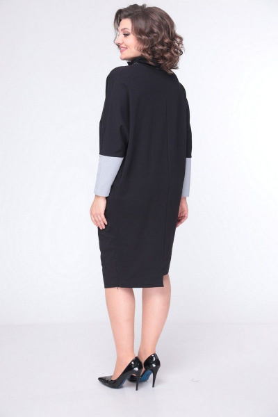 Платье LadisLine 1422 серо-черный - фото 6