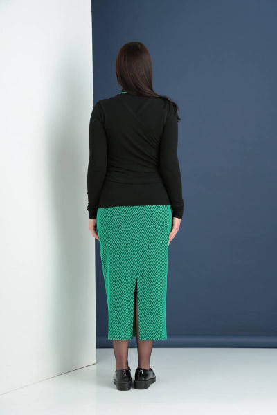 Джемпер, жилет, юбка Ma Vie М592 черный/зеленый - фото 5