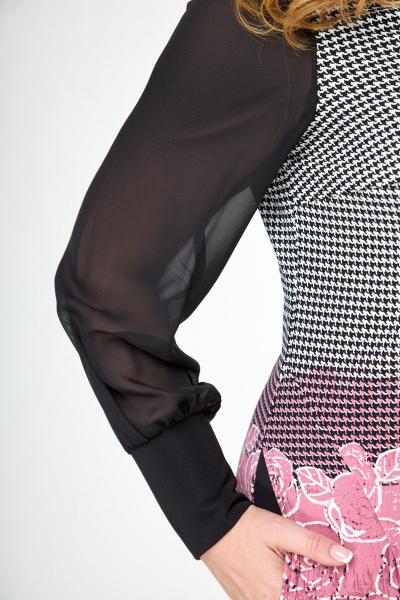 Платье Anelli 126 черно-розовый - фото 4