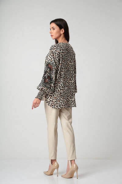 Блуза, брюки SandyNa 130536 леопард-молочный - фото 4