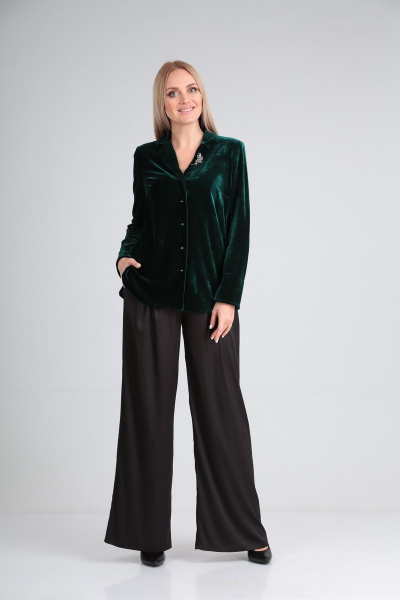 Блуза, брюки Lady Line 517 зеленый+черный - фото 4