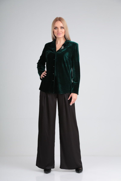 Блуза, брюки Lady Line 517 зеленый+черный - фото 1