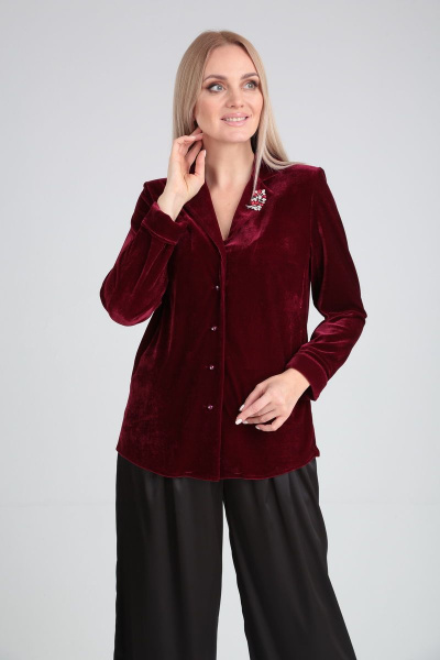 Блуза, брюки Lady Line 517 бордовый-черный - фото 2
