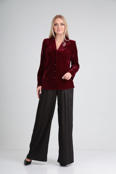 Блуза, брюки Lady Line 517 бордовый-черный - фото 1