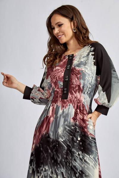 Платье Teffi Style L-1592 розовый_+_черный - фото 3