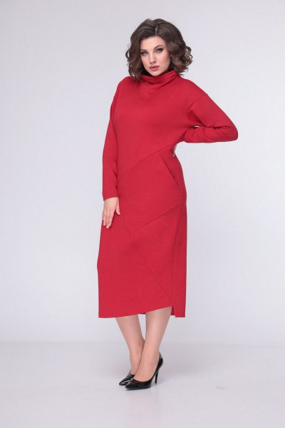 Платье LadisLine 1421 красный - фото 5