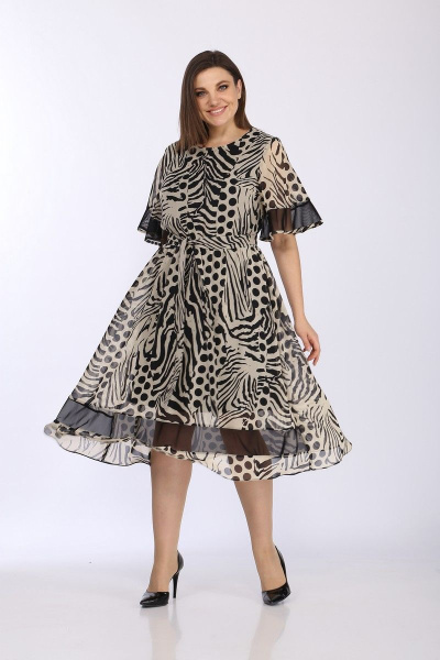 Платье Lady Style Classic 2414/1 черный-бежевый - фото 3