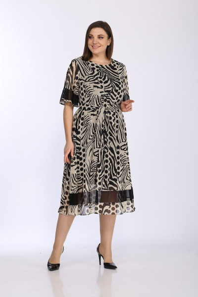 Платье Lady Style Classic 2414/1 черный-бежевый - фото 2