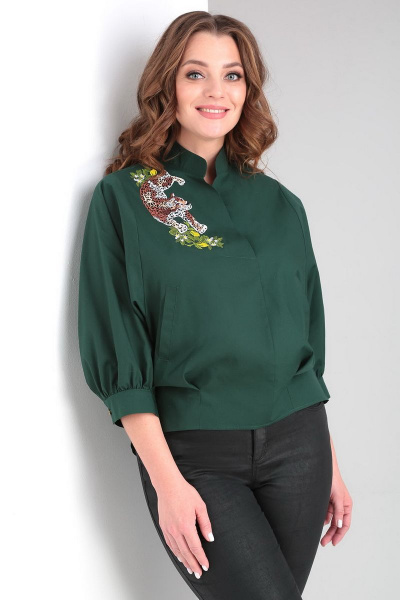 Блуза Таир-Гранд 62412 темно-зеленый - фото 1