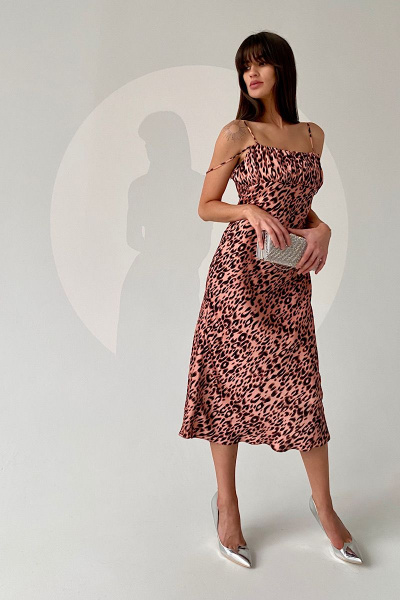 Платье La Classe ПК0041 розовый-леопард - фото 1