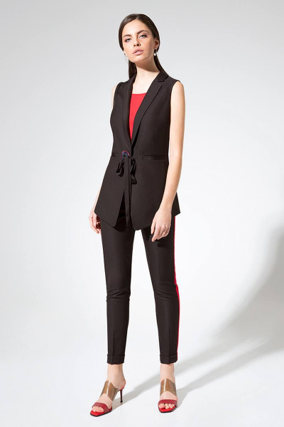 Блуза, брюки, жилет LaVeLa L3337 черный/красный - фото 1